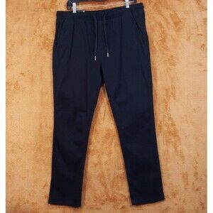 HEDGE Pants Mens Large Black Chino Pull On Drawstring Joggers